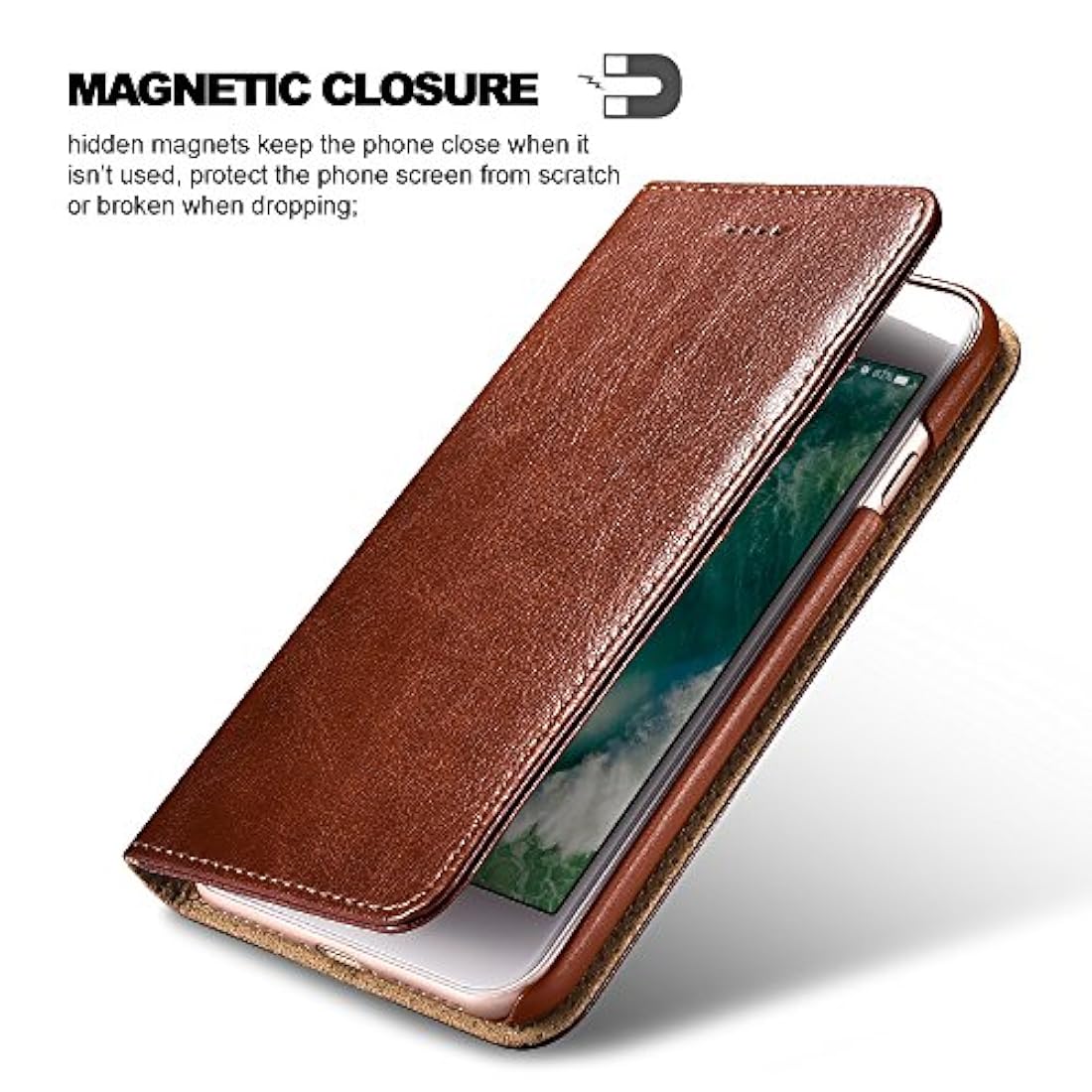 Funda tipo cartera para iPhone 7/8 JueSen, Marrón