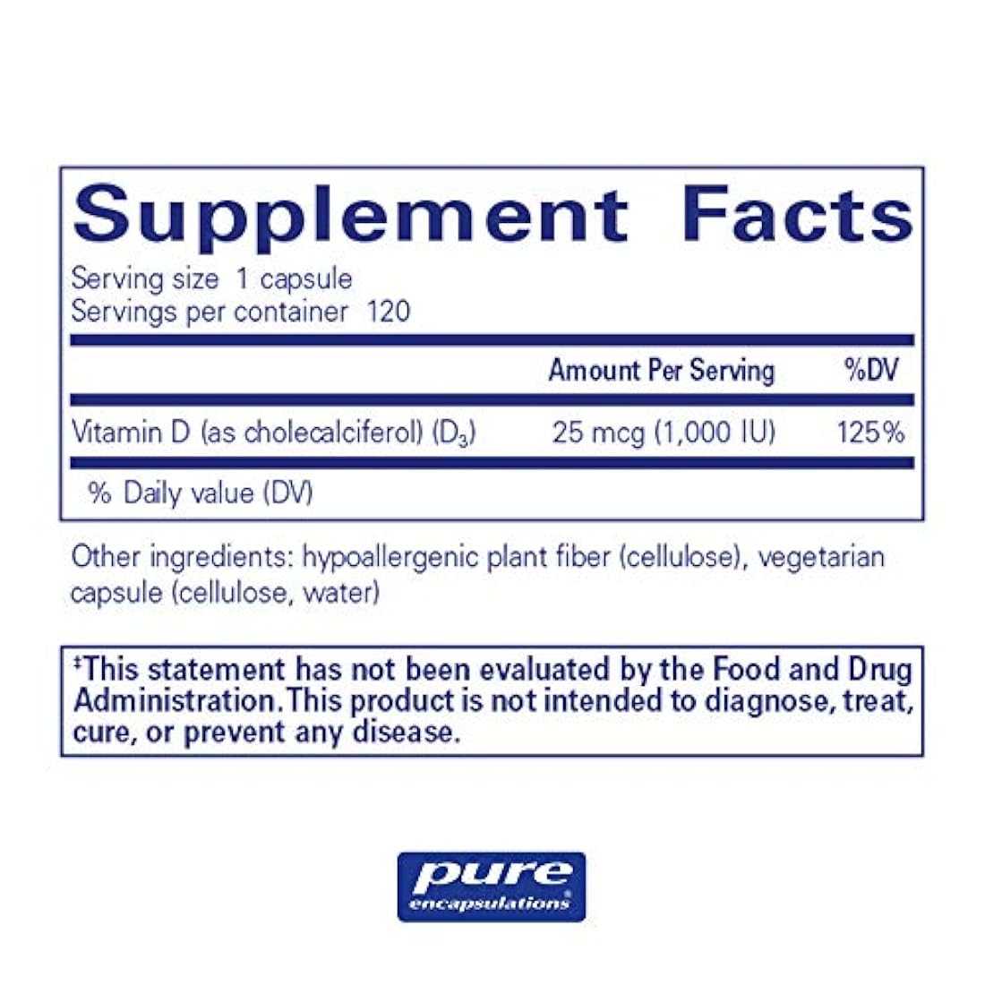 Vitamina D3 25 mcg (1.000 UI), 1