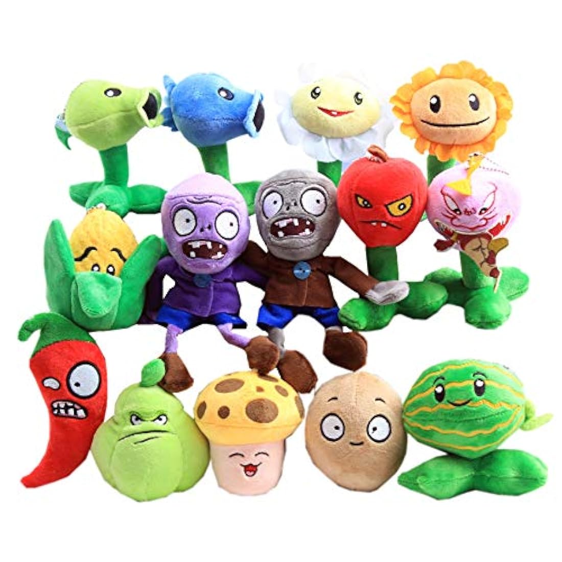 Peluches de Plantas vs Zombies (14 piezas) diferente altura