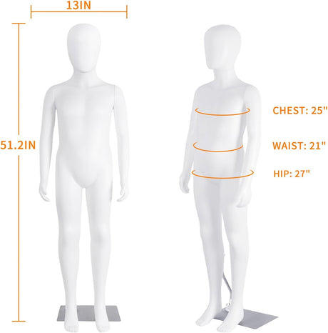 Maniquí Infantil Ajustable, Realista, 51.2 Pulgadas, Faceless