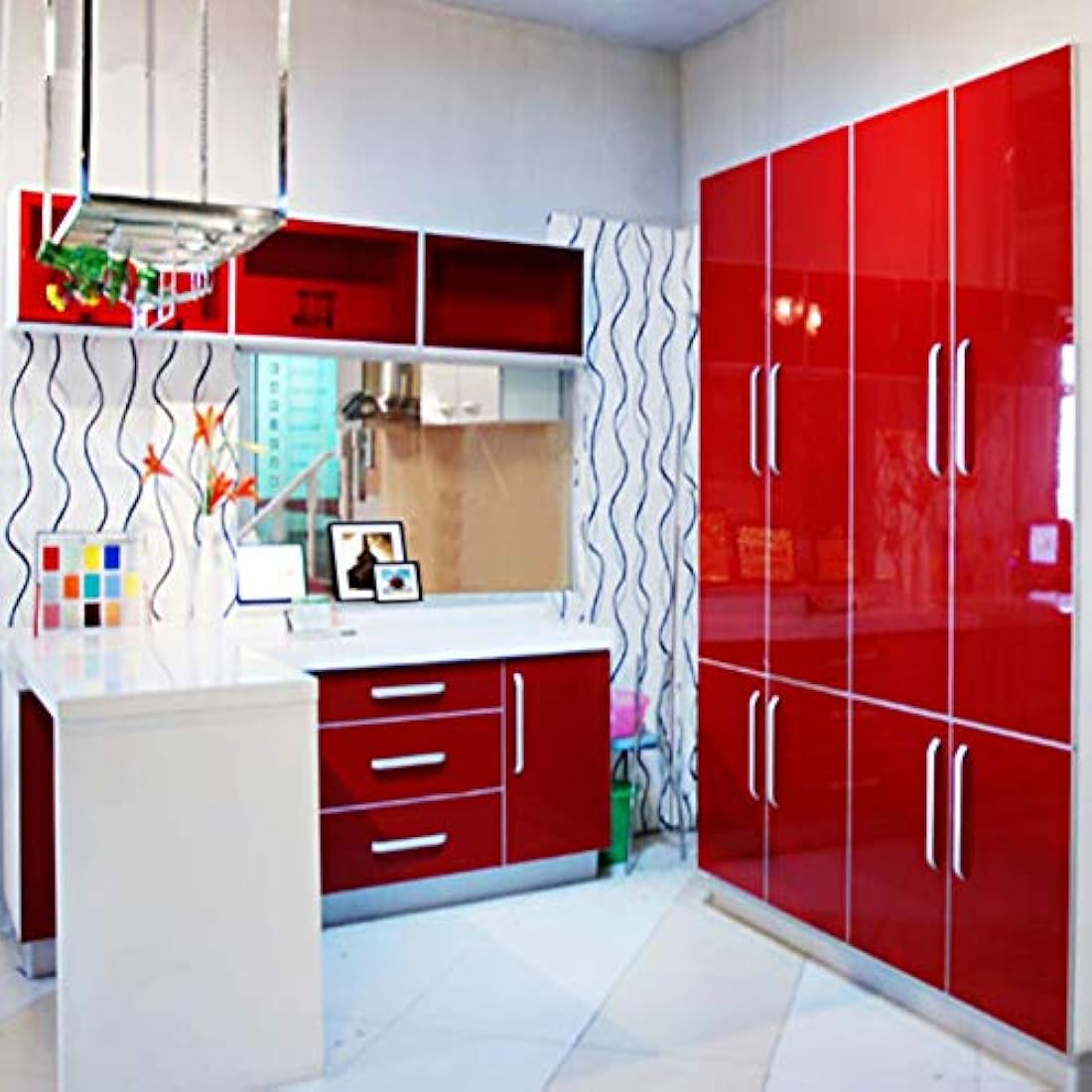 Livelynine - Papel pintado color rojo brillante Rojo