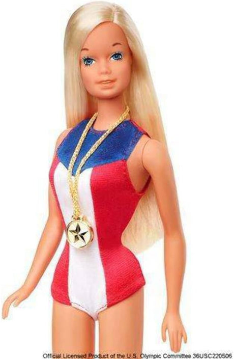 Muñeca Barbie 1975 Reproducción Medalla de Oro con Accesorios