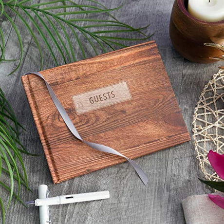 Libro de invitados de boda 9.0 x 7.0 diseño rústico