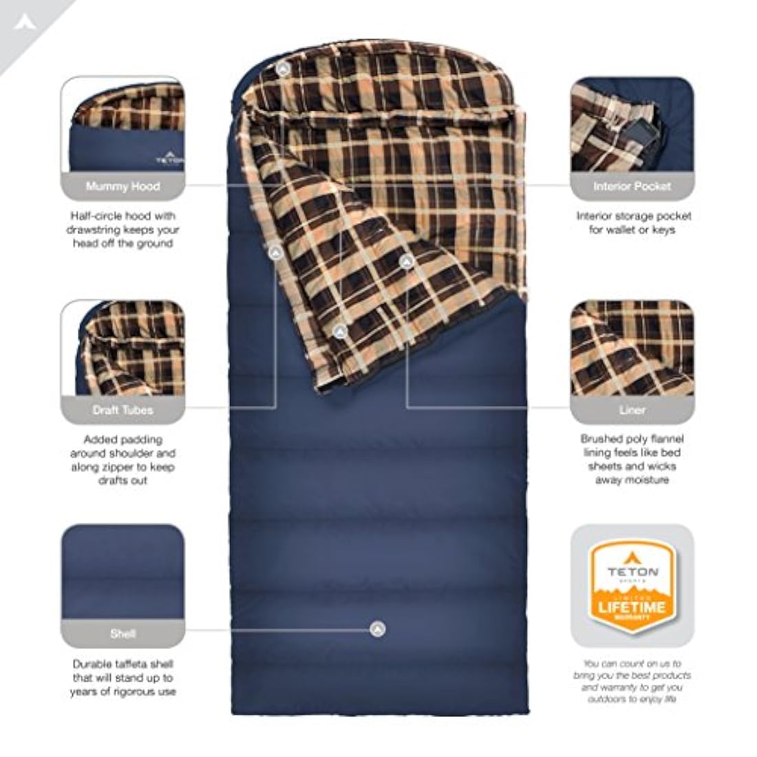 TETON Sports Celsius XL Saco de dormir; ideal para acampada