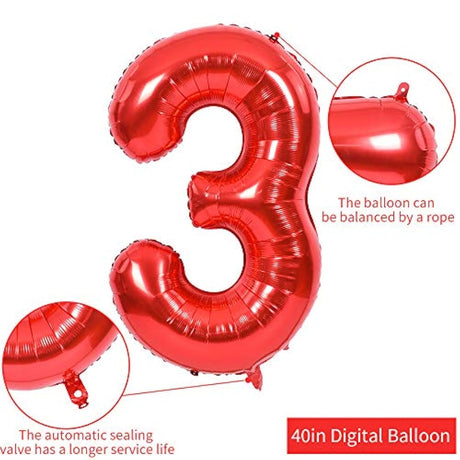 Globos rojos de 39.8 in de números grandes de 0 a 9