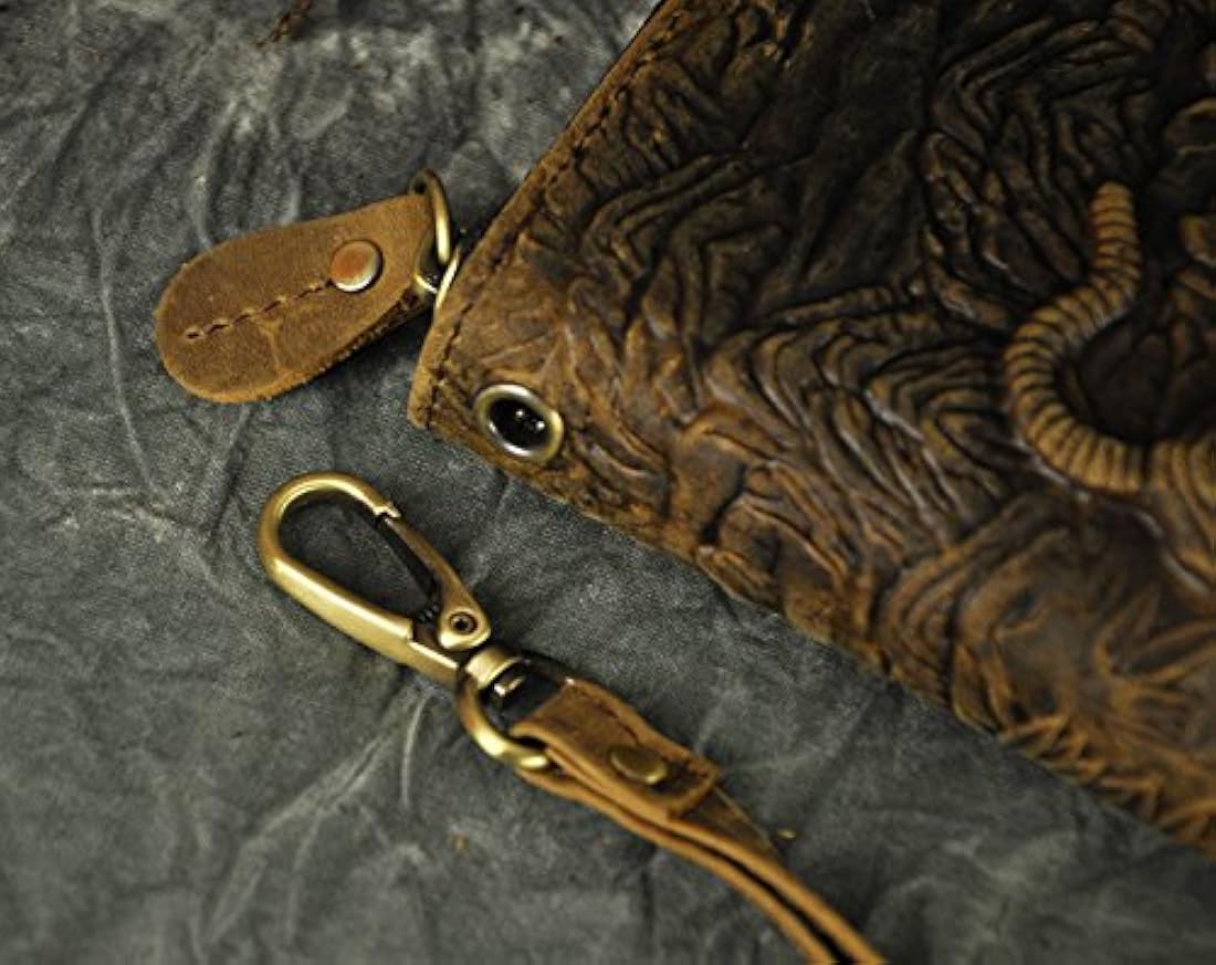 Le'aokuu Funda de piel auténtica para hombre, estilo vintage