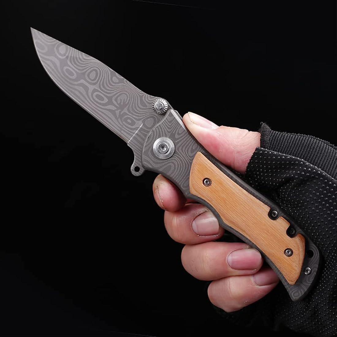 Cuchillo de bolsillo plegable con acero inoxidable gris