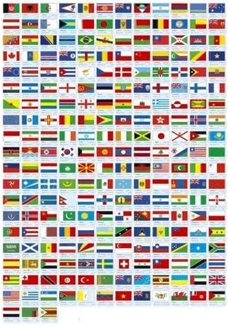 Juego de banderas del mundo de poliéster de 3 x 5 pies, 194 banderas de poliéster de 3 x 5 pies, una bandera para cada país de la ONU, incluye la bandera de las Naciones Unidas