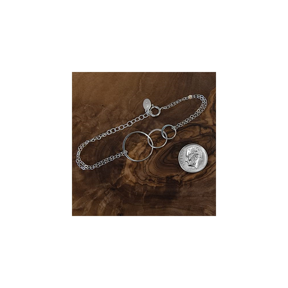 Pulseras de plata de ley 3 círculos entrelazados para mamá