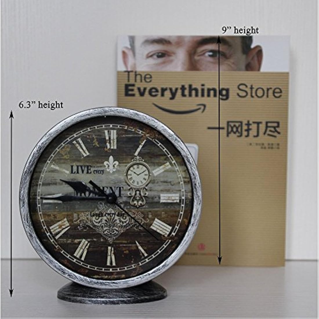 Reloj de mesa silencioso de 6.0 in plástico color gris.