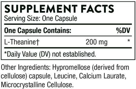 Thorne Theanine 200mg Relajación y Enfoque 90 Cápsulas