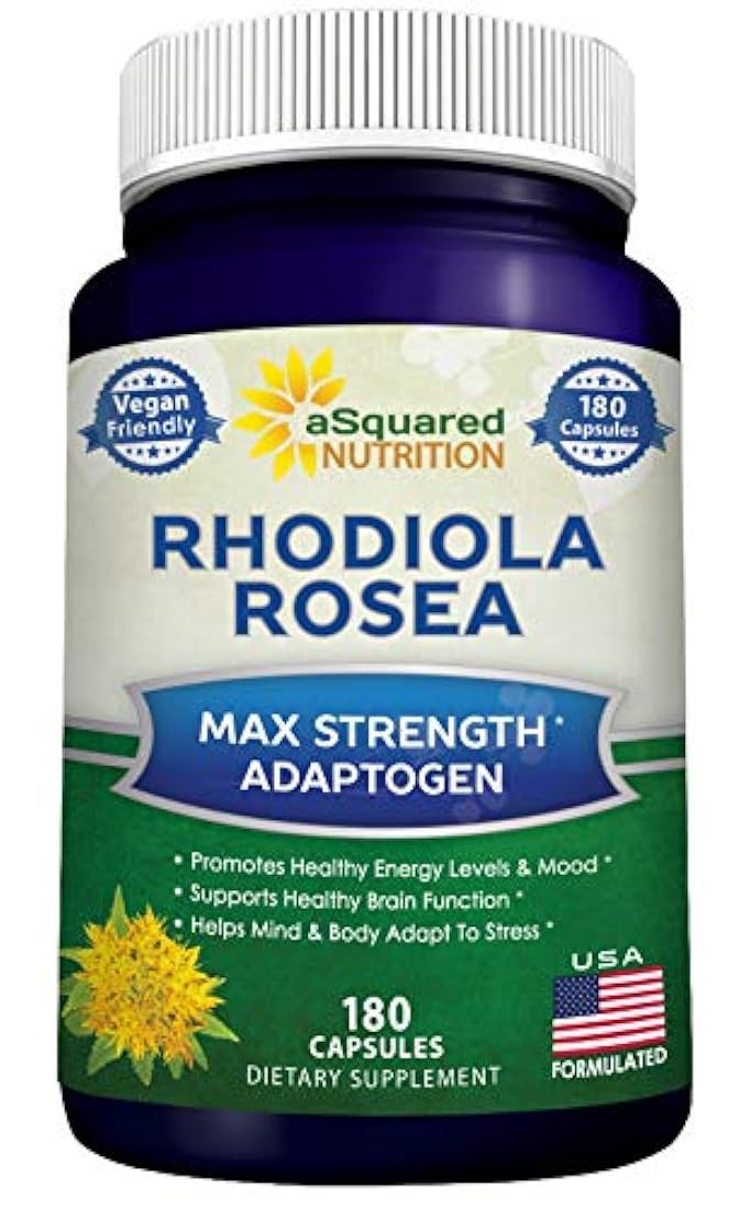 Rhodiola Rosea Suplemento puro 1000mg - 180 cápsulas veganas