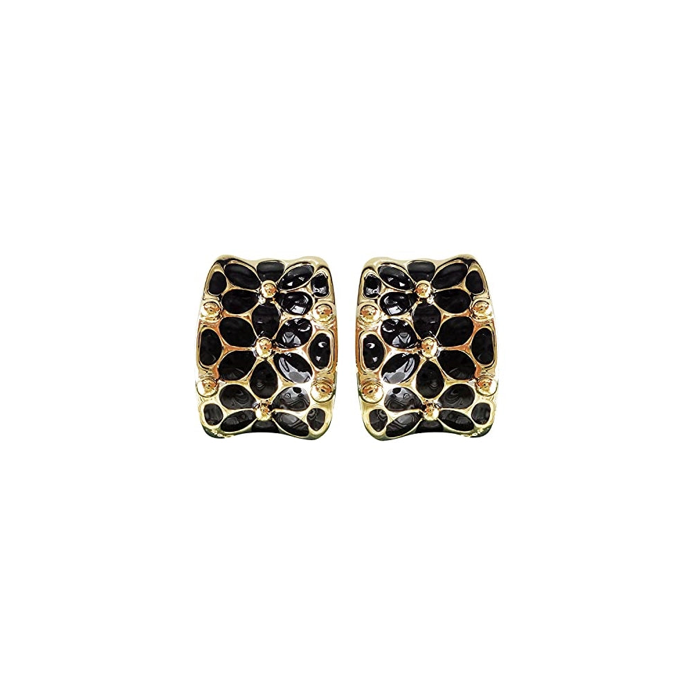 Aretes de estilo arco iris cuadrados chapados en oro de 18