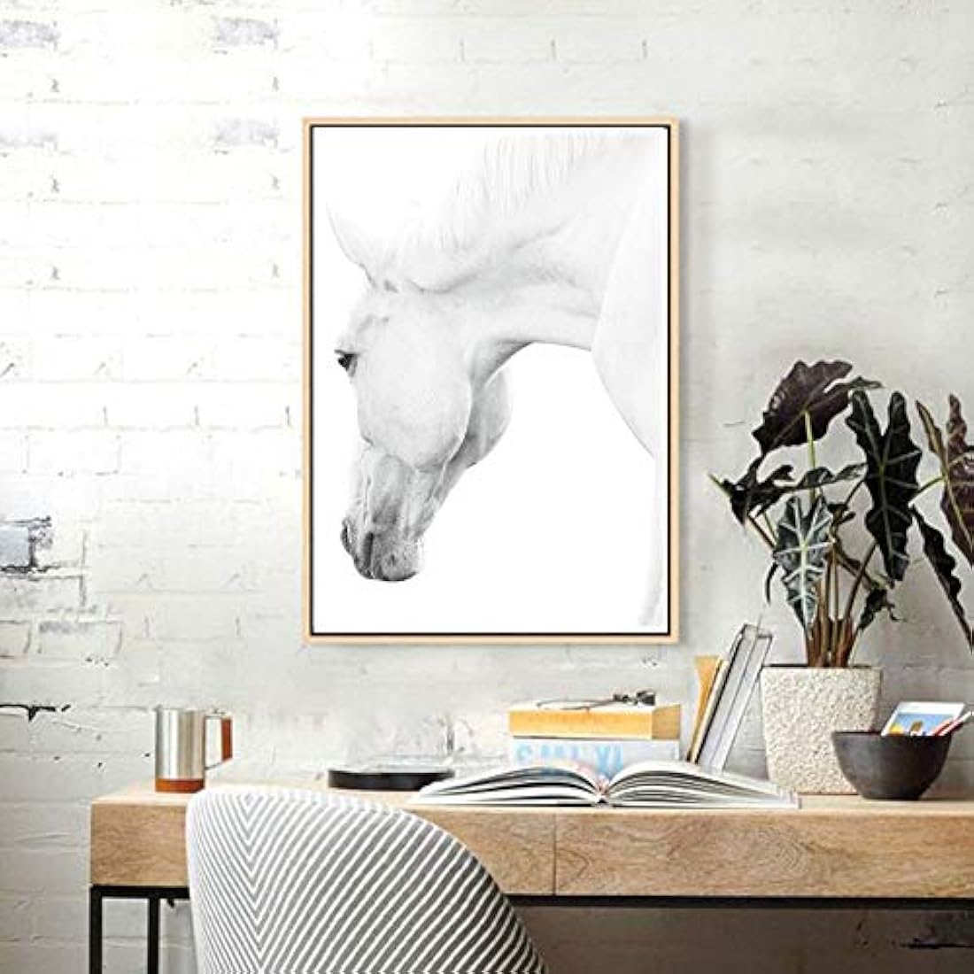 Juego de 2 ilustraciones de caballos blancos, 12.0 x 16.0 in