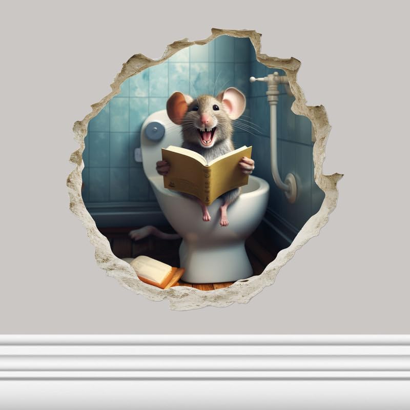 Adhesivo de Pared Ratón Feliz en Baño - Decoración Infantil