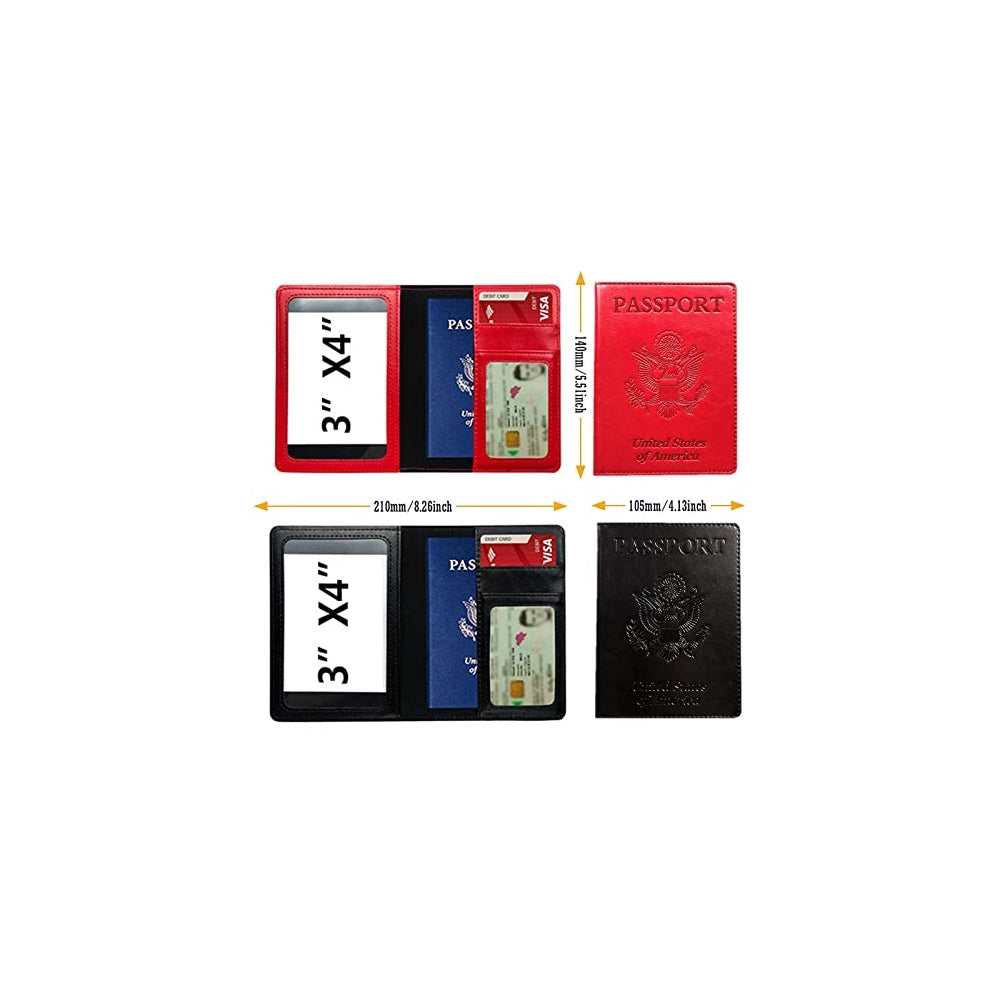 Porta Documentos y Tarjetas de piel sintética rojo