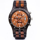 Reloj de madera con fecha de movimiento analógico
