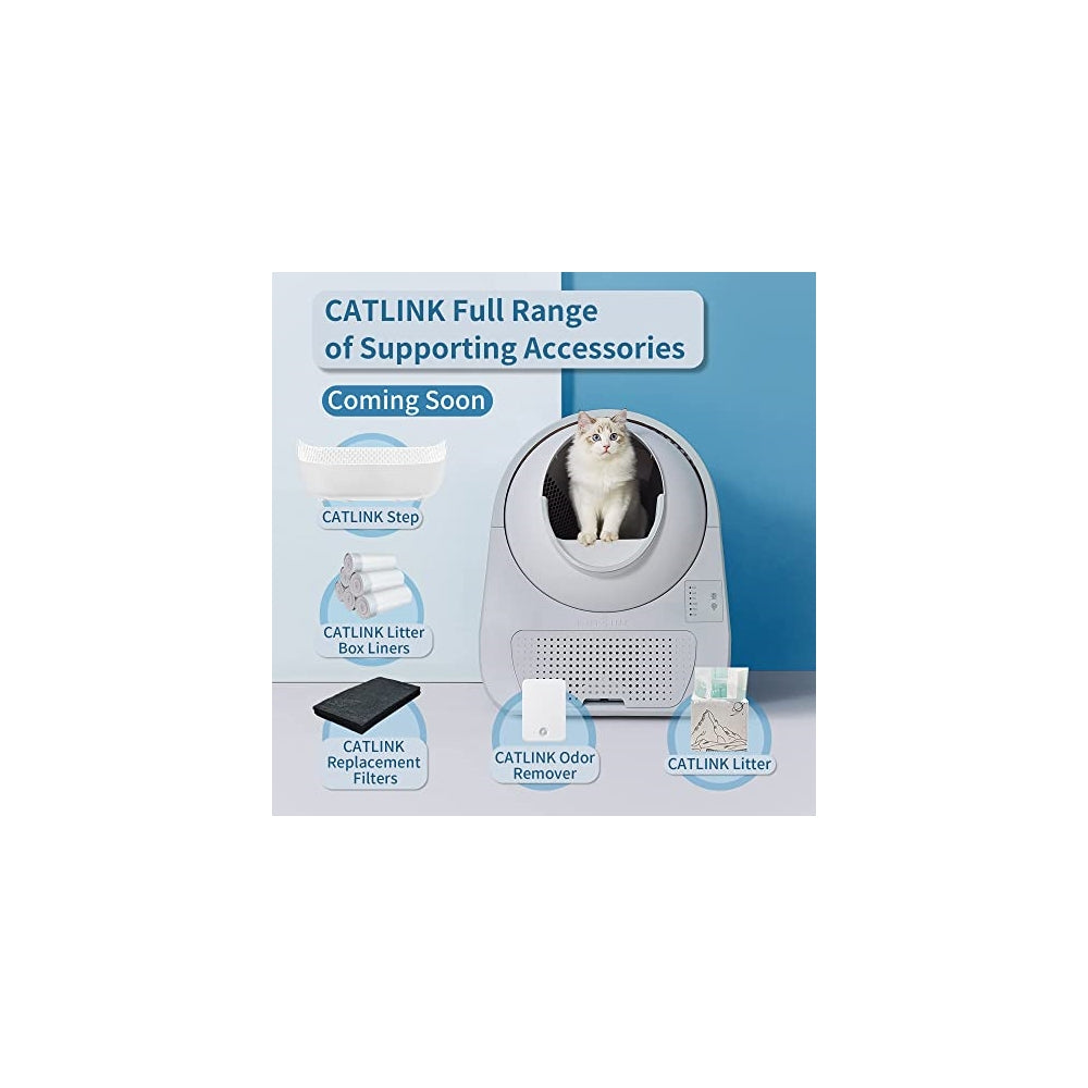 Catlink Caja de arena para gatos autolimpiante, cuchara de un solo clic, eliminación de olores doble, caja de arena automática extra grande, caja de arena para gatos cubierta sin cuchara para gatos (versión joven)