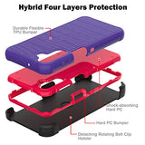 Leptech Funda para Samsung Galaxy A13 5G con protector de pantalla de TPU, [Serie Holster] con clip de cinturón protector resistente, cuerpo completo, resistente, a prueba de golpes, antideslizante, funda para teléfono celular (morado)