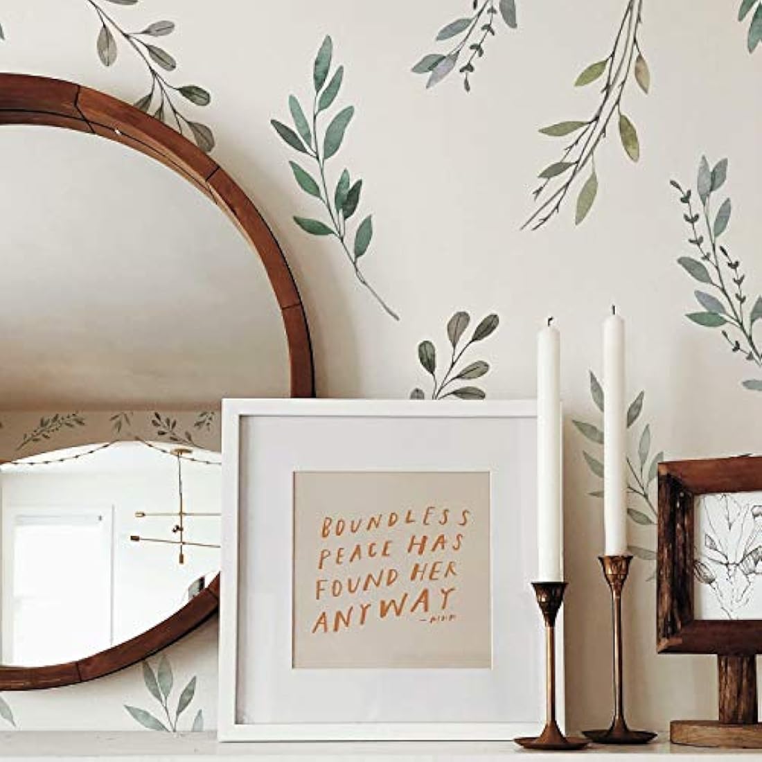 24 Adhesivos en vinilo para pared, diseño hojas(2.6 x 7.8)