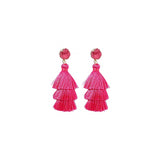 Aretes colgantes de borla coloridos para mujer