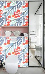 Papel pintado para pared, hojas color verde/azul (14.5pies²)