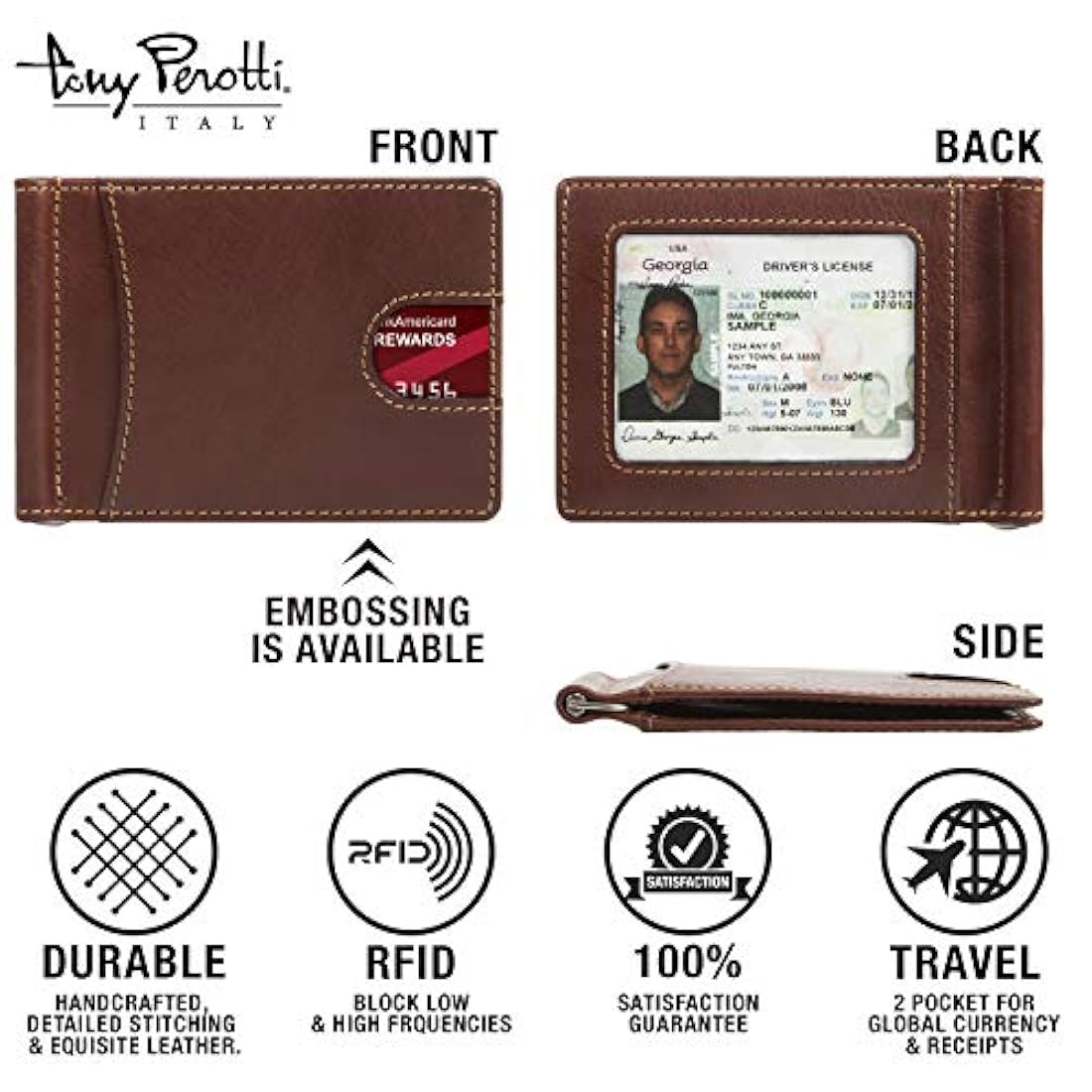 Cartera de piel italiana para hombre con bloqueo