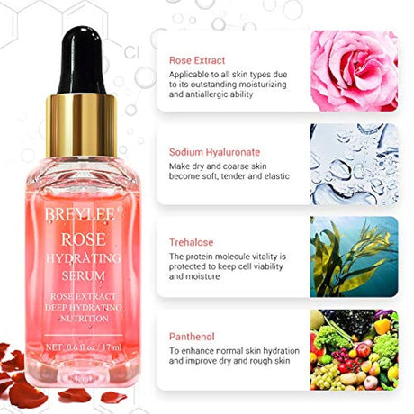 Rose Face Serum, BREYLEE Serum hidratante esencia de rosa