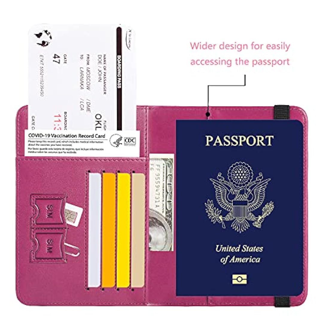 Portadocumentos de viaje con bloqueo RFID de piel
