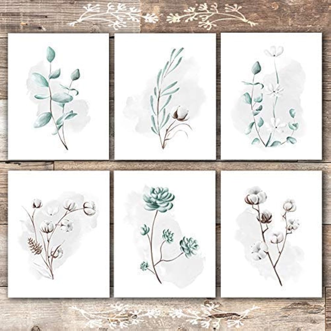Arte de pared de impresiones botánicas  eucalipto y algodón