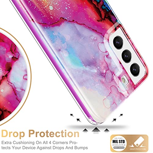 ESDOT Funda para Samsung Galaxy S22 Plus, grado militar, prueba de caída de 21 pies, resistente con diseños de moda para mujeres y niñas, funda protectora para Galaxy S22+ Plus 6.6 pulgadas, estampado mármol ópalo colorido