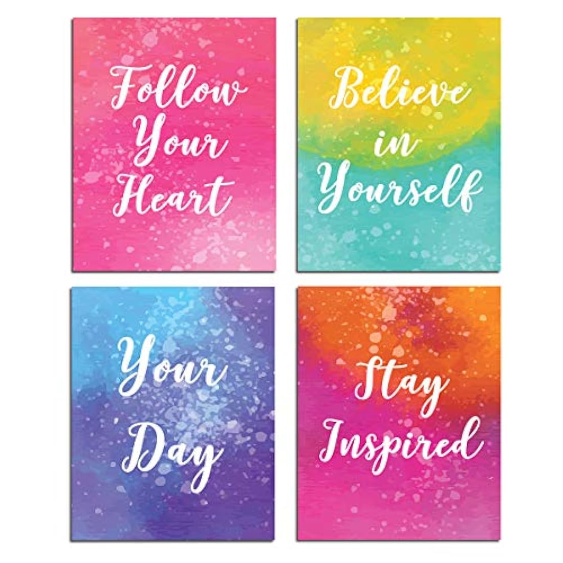 Inspirational Wall Art - Juego de 4 pósteres con citas