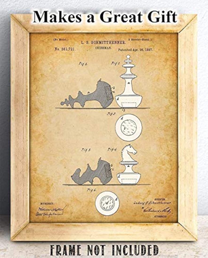 Chessman - Impresión de patente sin marco de 11 x 14