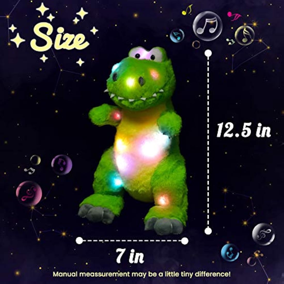 Peluches Peluche de peluche musical con diseño de dinosaurio