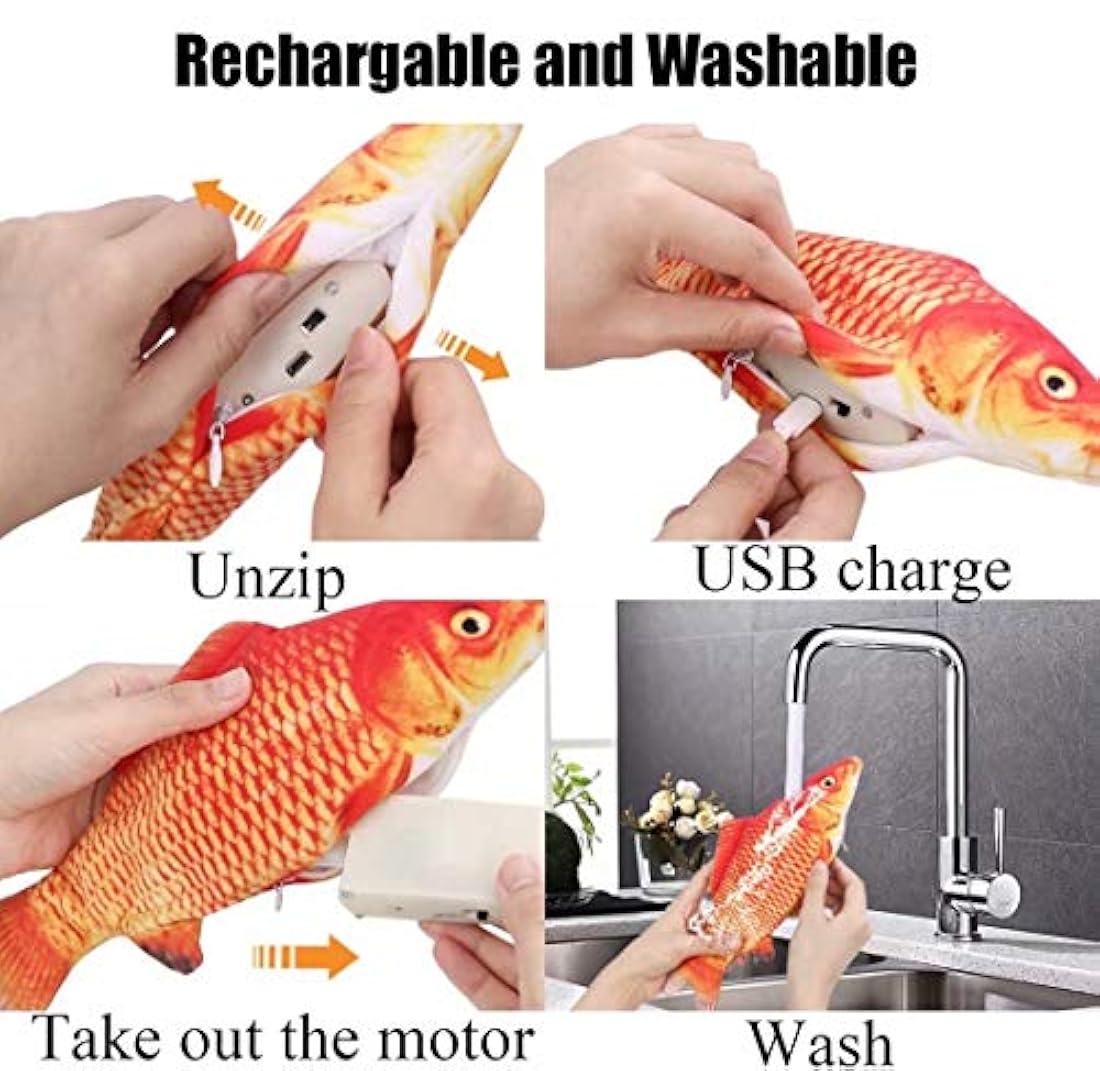 Peluche interactivo de pescado, color naranja, 11.0in
