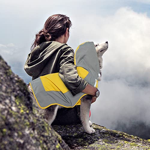 IECOii Chubasquero ajustable para perros con rayas reflectantes, abrigo de lluvia para perros con capucha, abrigo impermeable ligero para perros, impermeable para perros con calcomanía mágica, impermeables para perros medianos y grandes