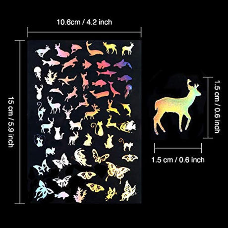 Juego de 25 hojas de pegatinas de resina transparentes para decoración de moldes de resina de silicona y materiales de manualidades con película holográfica transparente para manualidades de resina y joyería en formas variadas