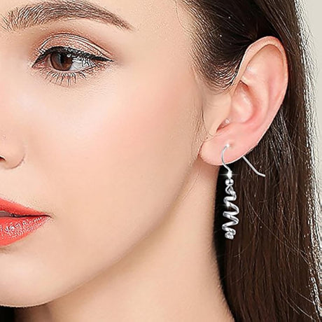 Linear Jewelry - Pendientes colgantes de plata de ley