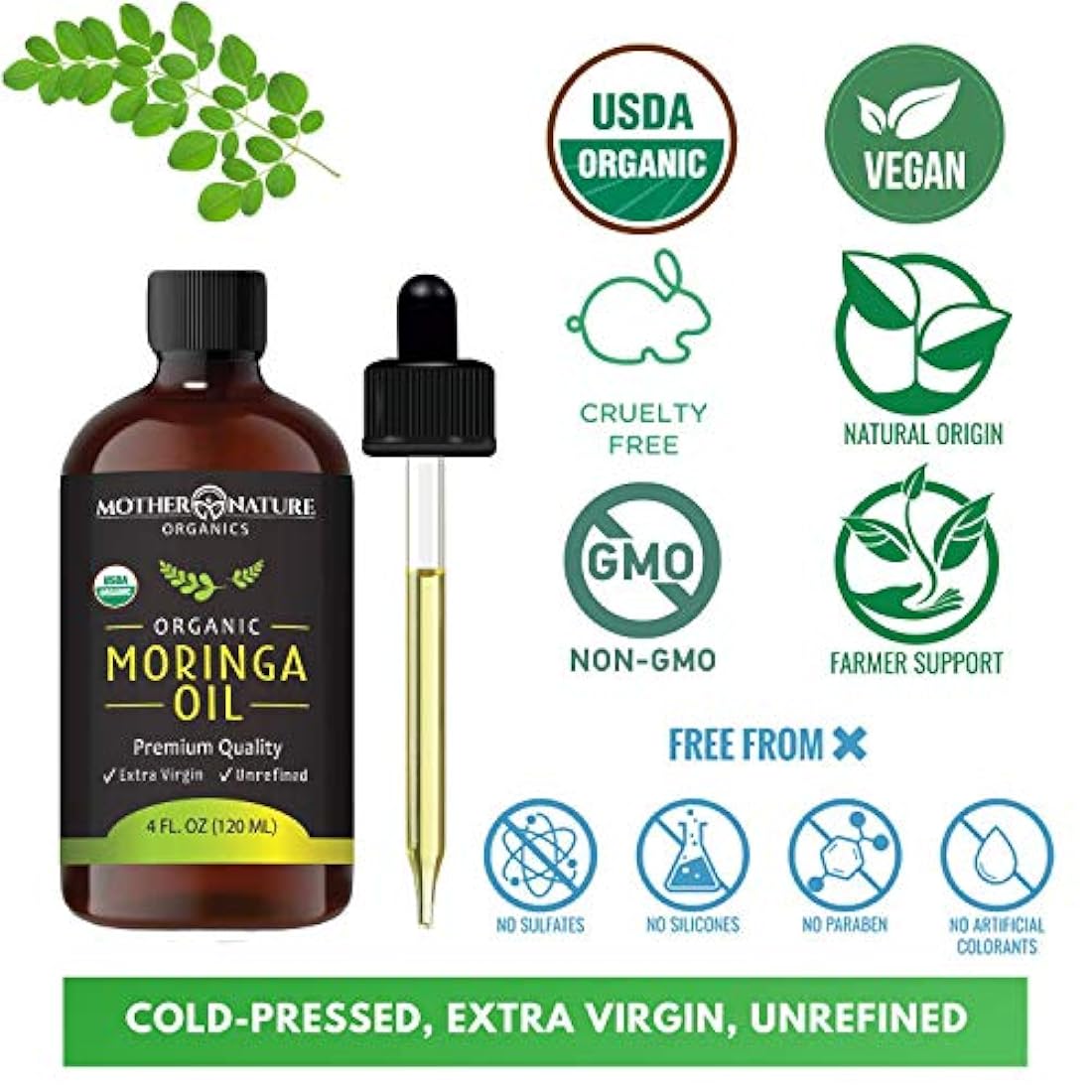 Aceite de moringa orgánico USDA - de la más alta calidad
