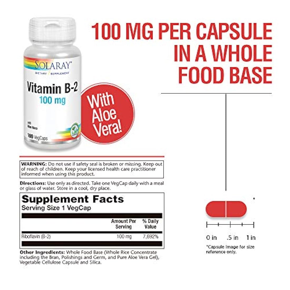Solaray B-2 Suplemento, 100 mg, 100 Count