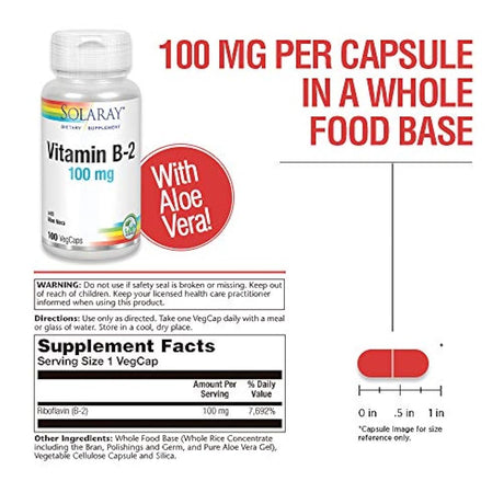 Solaray B-2 Suplemento, 100 mg, 100 Count