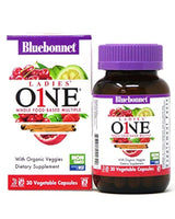 Bluebonnet Nutrition - Cápsula de vegetales para mujer, alimento entero múltiple, K2, vegetales orgánicos, energía, vitalidad, sin OMG, sin gluten, sin soja, sin leche, Kosher, 30 cápsulas vegetales, suministro de 1 mes