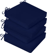 Basic Beyond Cojines para sillas de exterior para muebles de patio, impermeables, juego de 4 cojines de asiento de exterior de 19 x 19 pulgadas, cojines para sillas de patio con lazos y asa, color