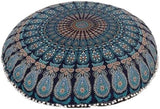 Funda bohemia para cojín, de 32 pulgadas, con diseño de mandala, para meditación, decorativa, otomana, grande, para exteriores, decoración del hogar, decoración de arte en el hogar, redonda, con pompones de algodón, cómoda