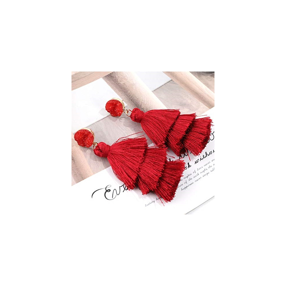 Aretes de borla coloridos para mujer