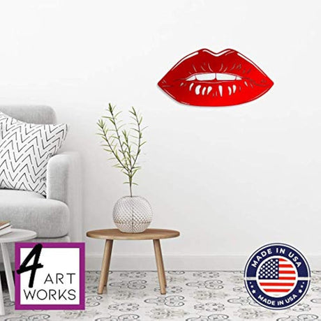 Arte de pared 3D con labios brillantes, listo para colgar.