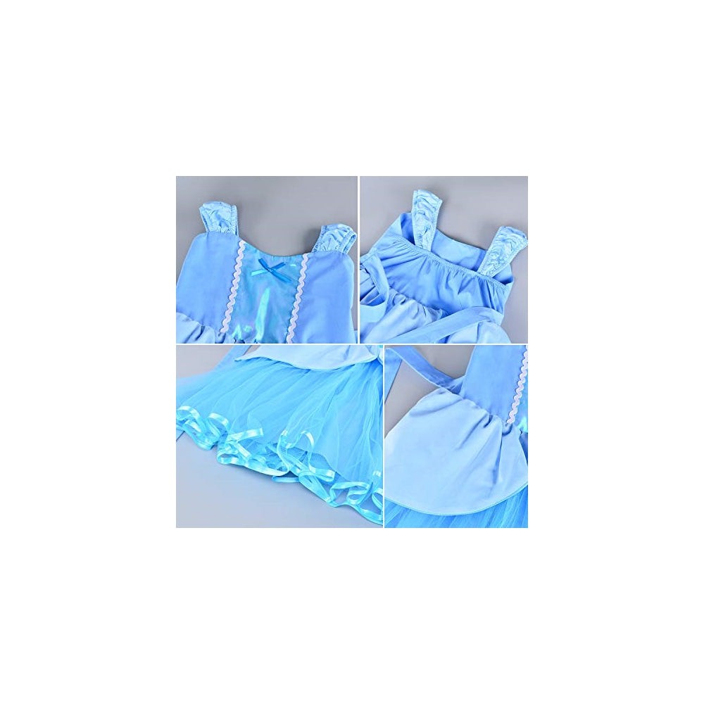 Disfraz de princesa vestido azul para niñas talla 4-5T