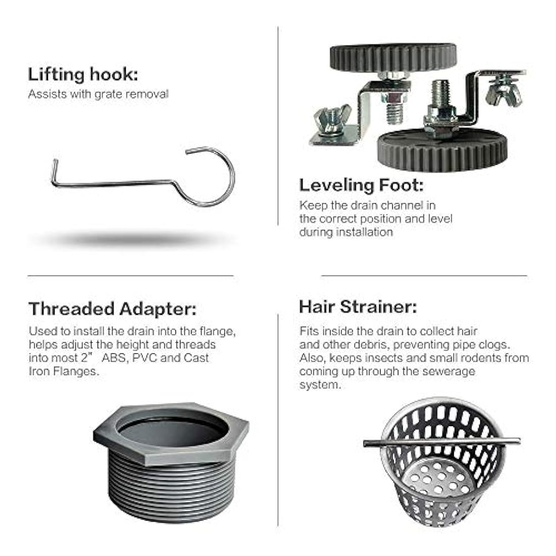 Desagüe ducha lineal rectangular de 24 pulgadas con rejilla