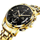 Relojes de pulsera para hombre de acero inoxidable dorado