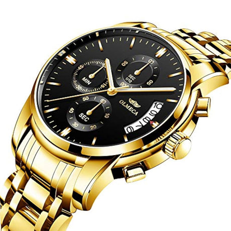 Relojes de pulsera para hombre de acero inoxidable dorado